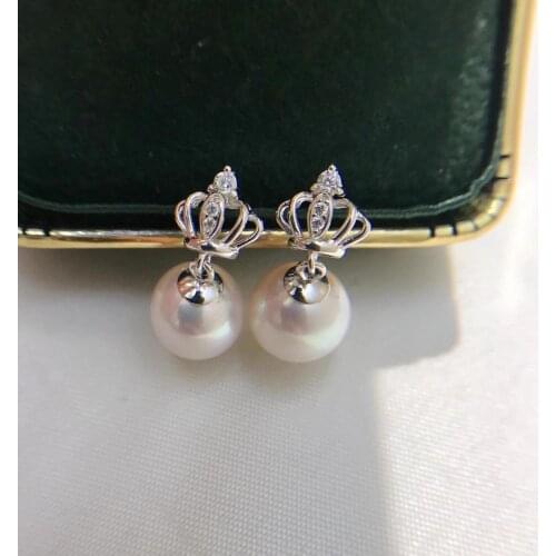 Wholesale Crown 925 Sterling Silver Stud Earrings Findings Settings Base Mountings Parts Mounts for Pearls Agate Coral Beads