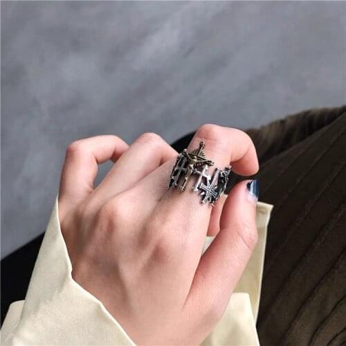 2020 NEW Retro Antique Jesus Cross Open Rings Love and Redemption Jewelry for Women Girls Gift Party Gifts