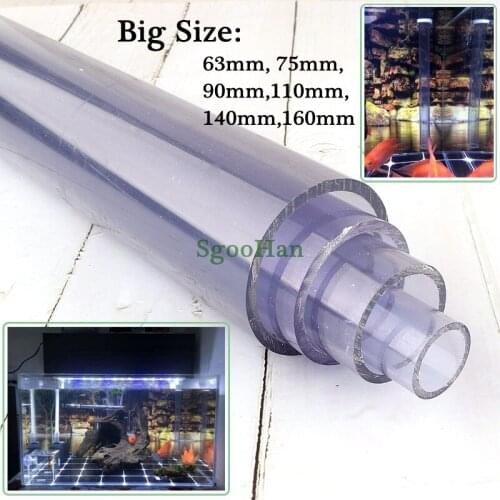 0.5m Length OD 63~110~280mm UPVC Transparent Pipe Aquarium Fish Tank Adapter Garden Irrigation System PVC Tube Watering Fittings