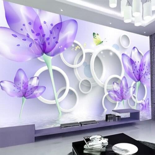 Transparent Flower Fashion 3D Wallpaper Living Room TV Sofa Backdrop Wall Mural Modern Simple Papel De Parede Floral Home Decor