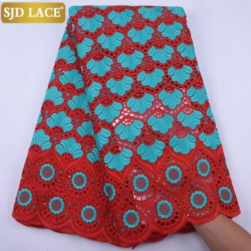 SJD LACE 100% Cotton Hiigh Quality African Lace Embroiderey Swiss Voile Lace With Holes Dubai Laces For Wedding Dress Sew A1944