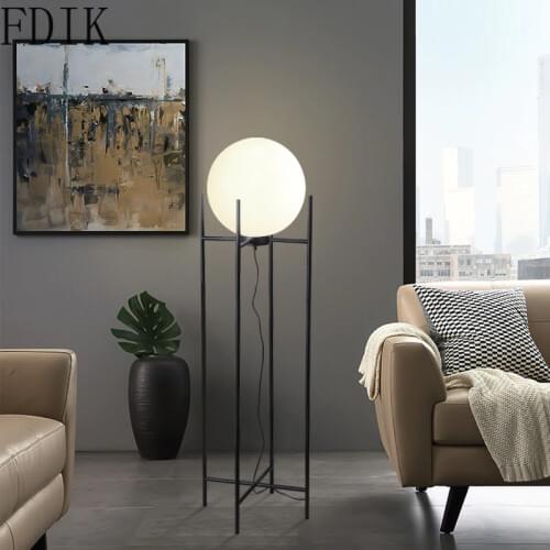 Nordic Glass Ball Floor Lamps Metal Industrial Stand Light for Bedroom Living Room Vintage Decoration Home Led Standing Lamp