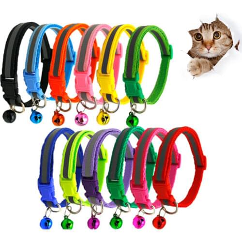 Personalised Reflective Pet Bell Collar Necklace Adjustable Size Safety Elastic Material for Cats Small Dog Pet Supplies
