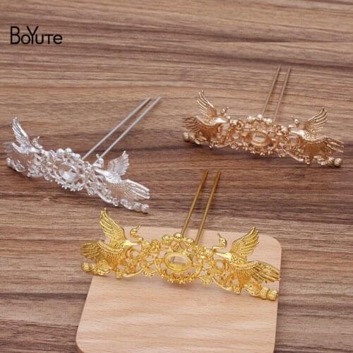 BoYuTe (2 Pieces/Lot) 49*47MM Metal Alloy Phoenix Hair Fork Vintage Style Bridal Hair Accessories Diy Handmade Jewelry Materials