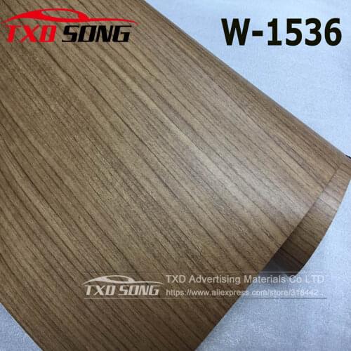 Top quality W1536 Wood Vinyl Sticker Waterproof Wood Grain Textured Car Wrap Car Internal decoration Furniture Wood Grain Film