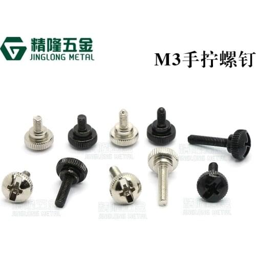 10pcs/lot Thumb screw computer PC case cooling round toolless adjustment screw M3 Thread Teeth Length 4.5,6,8,10,12,14