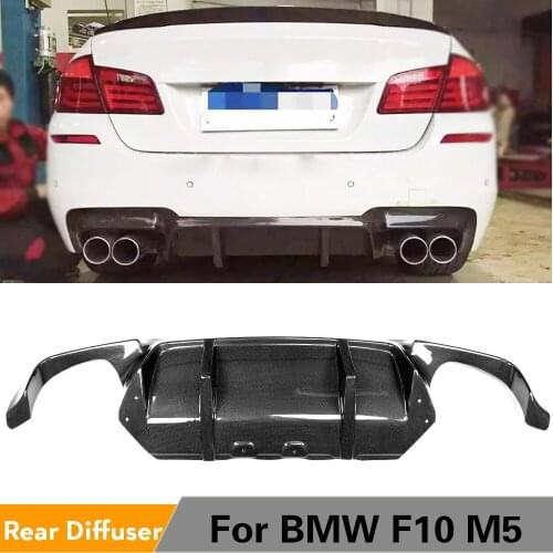 Carbon Fiber Rear Diffuser Bumper Lip Spoiler Guard For BMW 5 Series F10 M5 Sedan 2012 - 2017 FRP Unpainted