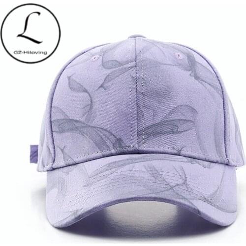 Women New Tie-dye Embroidery Simple Flower Print Baseball Cap Solid Colour Soft Ourdoor Summer Snapback Hats Adjustable AntiSun