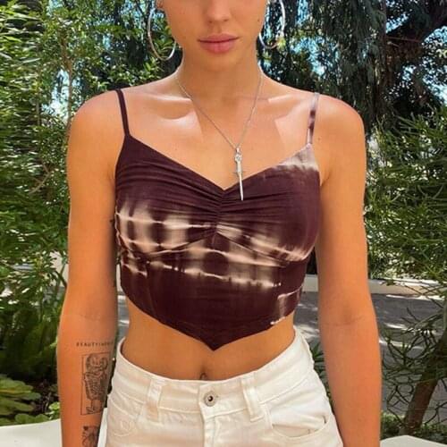SEASONS Fashion Casual Short Top Women Tie-Dye Camisole Retro Design For Sexy Women Vacation Party Night Clubwear 2021 ASVE83897