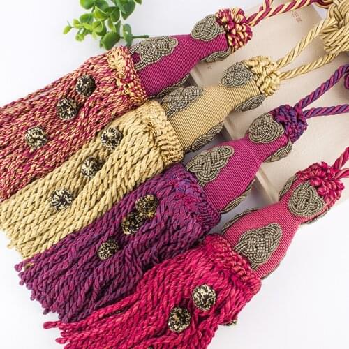 1Pcs Handmade Woven Polyester Curtain Tiebacks with Tassels European high-grade Curtain Hanging Ball Rope Holder