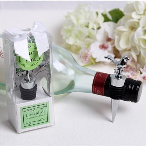 100pcs Stainless Steel Love Bird Wine Stopper Bridal Wine Bottle Stopper for party wedding gift