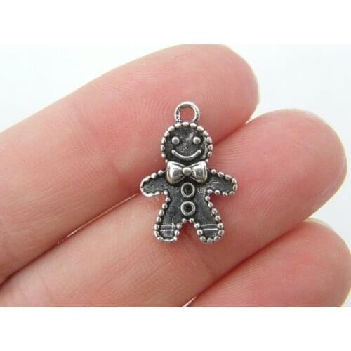 15pcs 18x12mm Gingerbread Man Charms Antique Silver Tone Tibetan Silver Pendants Antique Jewelry Making DIY Handmade Craft