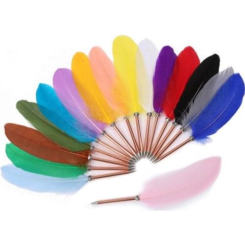 16pcs Ballpoint Pen 0.5mm Kawaii Nature Feather Style Pens Roller Ball Pens For School Writing Girls Gifts Office School Supply