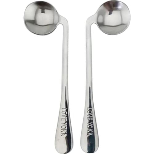 2 Pack Stainless Steel Angled Spoon Right Left Handed Eating Curved Spoons Patients Elderly Kids Utensils