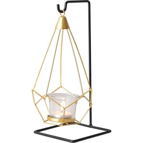 2021 Candle Holder Romantic Table Ornament Nordic Style Geometric Wrought Iron Candlestick for Living Room Home Decoration