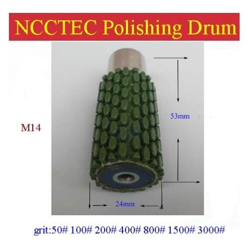 24*53mm M14 Diamond Polishing drum | column Columnar Cylindrical buff mill sheet | grit 50# 100# 200# 400# 800# 1500# 3000