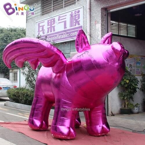 3.7x3.7x2.5 meters rose gold inflatable flying pig balloon, giant inflatable flying pig with wings -inflatable toy