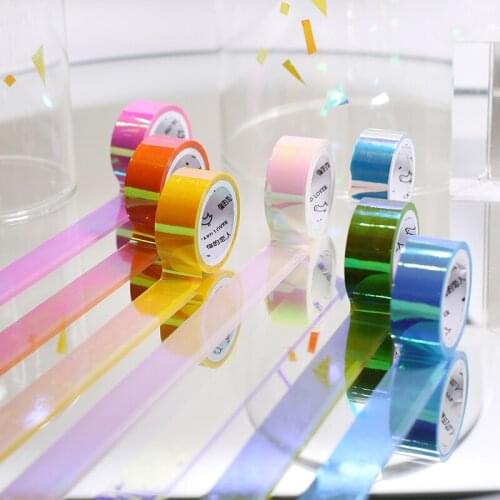7 Designs Rainbow Laser Series Gradient color Washi Tape Decorative Adhesive DIY Masking Paper Tape Stickers frees shipping