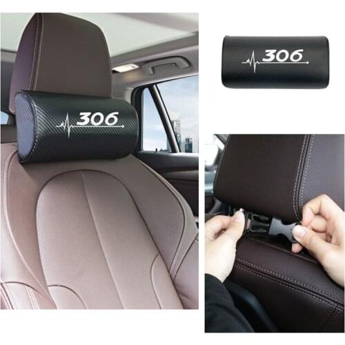 1pcs car neck pillows both side pu leather single headrest for Peugeot 306 Accessories Car Styling