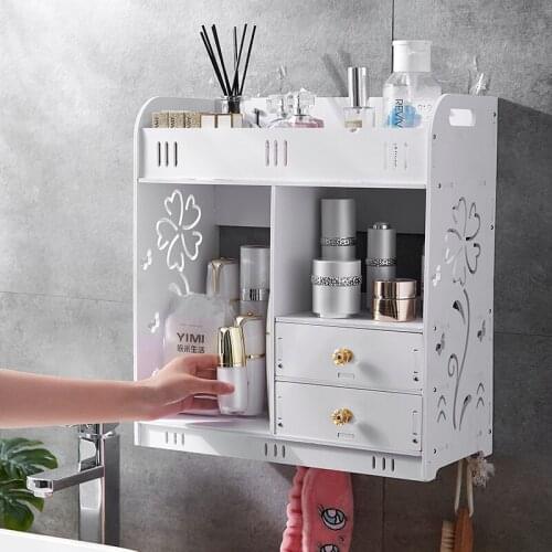 Large Desktop Cosmetics Receiving Box Toilet Rinse Stand Dressing Frame Dressing Cosmetic Box Wall Hanging No Perforation