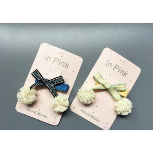Boutique 20pcs Fashion Cute Striped Bow Hairpins Solid Tulle Pom Pom Bowknot Hair Clips Hair Accessories Princess Headwear
