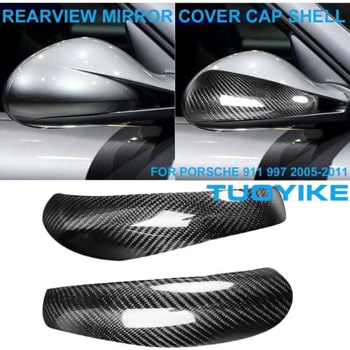 Car Real Carbon Fiber Rearview Mirror Retrofit Cover Cap Shell Trim Sticker For Porsche 911 996 Turbo Targa Carrera Coupe 05-11