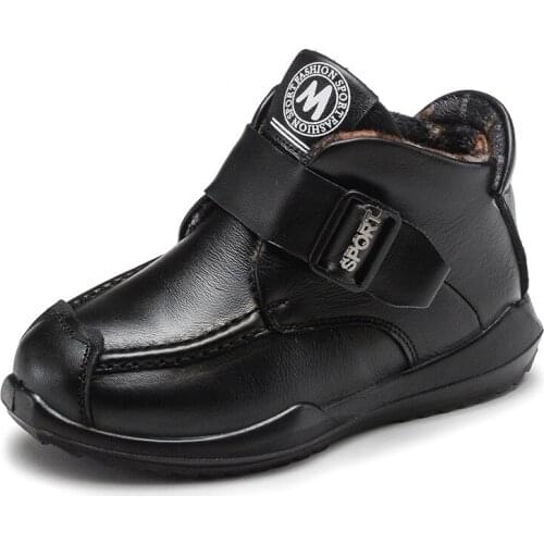 SKOEX Winter Boys Girls Martin Boots for Childrens Warm Snow Shoes Genuine Leather Waterproof Outdoor Fashion Sneakers for Kids