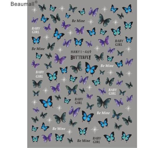 Elegant Butterfly Nails Art Manicure Back Glue Decal Decorations Design Nail Sticker For Nails Tips Beauty