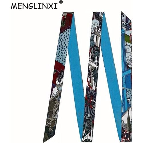 "City of Animals" Brand Scarf Long Skinny Fashion Head Scarves For Ladies Silk Scarf For Women 200cm Bag Ribbons Female Belt