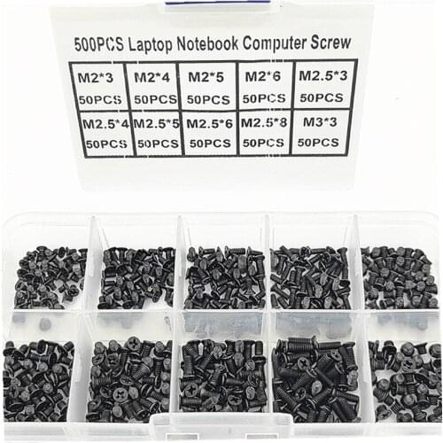 Hot 500Pcs M2 M2.5 M3 KM Screw Flat Head Phillips Screws Laptop Notebook Screws Set Kit for Computer Small Screw