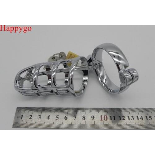 Happygo, L Size Alloy Metal Chastity Cages,Cock Cage,Penis Lock,Penis Ring,Adult Games,Sex Toys,Inner Diam:50mm
