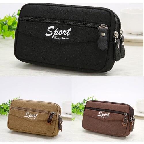 Canvas Men Coin Purse Zipper Mobile Phone Waist Pack Unisex Women Shopping Crossbody Bag Clutch Casual Handbag Bolsos Mujer