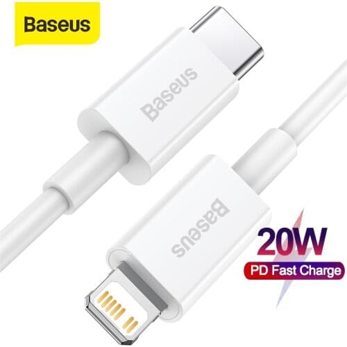 Baseus 20W Type C Cable forx iPhone 12 11 Pro Max Fast Charging Cable for iPhone 8x X XR USB Data Phone Charge
