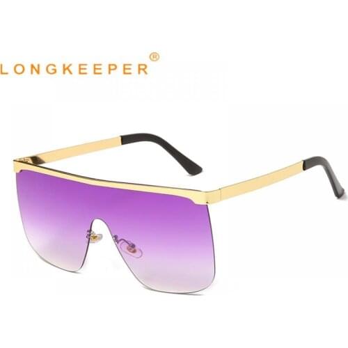 Fashion Oversized Square Sunglasses Women Brand Designer Vintage Men Rimless One Piece Gradient Sun Glasses UV400 Big Shades