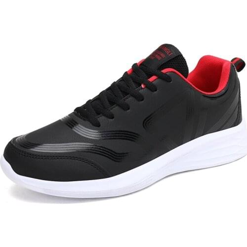 Men Leather Casual Sneakers Soft Comfortable Trendy Driving Shoes Mens Running Shoes 2021 Lace-up Trainer Gym Tennis Male Shoes