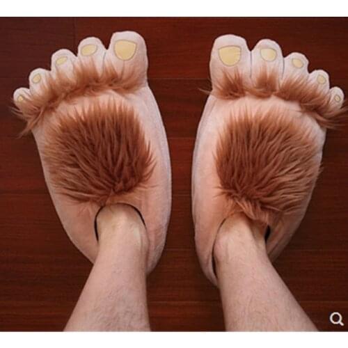 2020 Chunky Men Warm Paw Slippers Unisex Size 36-45 Creative Faux Fur Shoes Man Designer Bigfoot Indoor Shoes