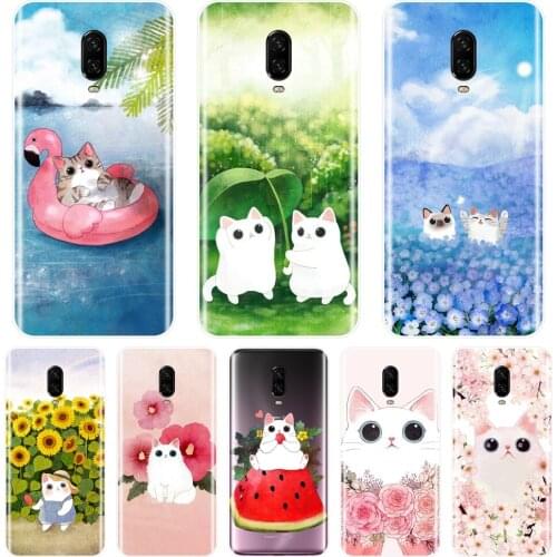 Soft Phone Case For One Plus 3 3T 5 5T 6 6T Kawaii Cat Flower Sunflower Cute Silicone Back Cover For OnePlus 6 6T 5 5T 3 3T Case