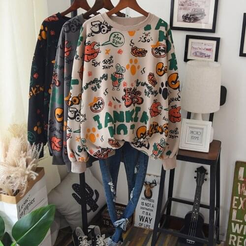 2021 Autumn Fun Printed Loose Sweater Women Winter Clothes Women Hoodies Women Streetwear Sweatshirt