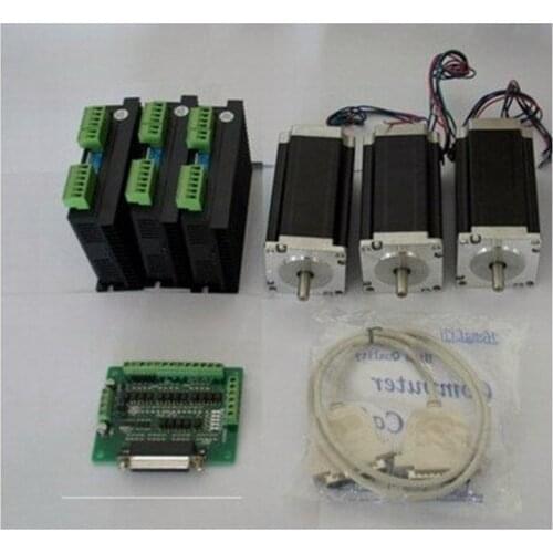 Great CNC! Wantai 3 Axis Nema23 Stepper Motor 57BYGH115-003B 425oz dual shaft+Driver DQ542MA 50V 4.2A 128Micro