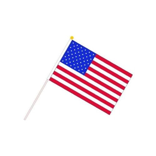 100Pcs 10*15Cm A plastic Stick American Handing Flag Polyester Material Hand flag American Style Banner Ensign