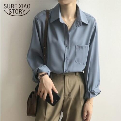 Casual White Tops Vintage Blouse Women Autumn Long Sleeve Shirt Women Korean Style Loose Solid Elegant Blusas All Match 11354