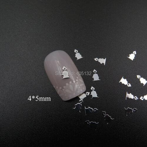 Approx. 1000pcs/bag Metal Silver Christmas Candle Design Non-adhesive Metal Slices Nail Art Decoration MS-341-1