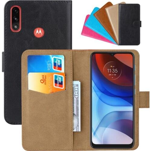 Luxury Wallet Case For Motorola Moto E7 Power PU Leather Retro Flip Cover Magnetic Fashion Cases Strap