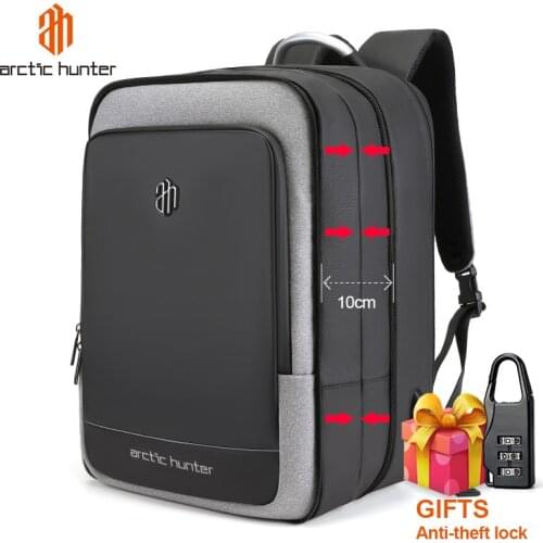 ARCTIC HUNTER 40L Large Capacity Mens Expandable Backpacks USB Charging Male 17 inch Laptop Bags Waterproof Business Travel Bag