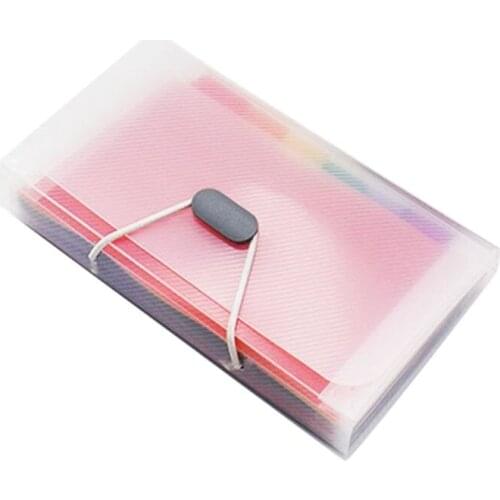 Rainbow Color A6 Document Bag Cute Mini Bill Receipt File 13 Grids Pouch Folder Organizer Holder Office Supply