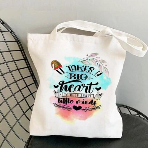 Supplies Teacher It Takes a Big Heart Printed Tote Bag women Harajuku shopper Funny girl Shoulder shopping Lady gift Canvas Bag