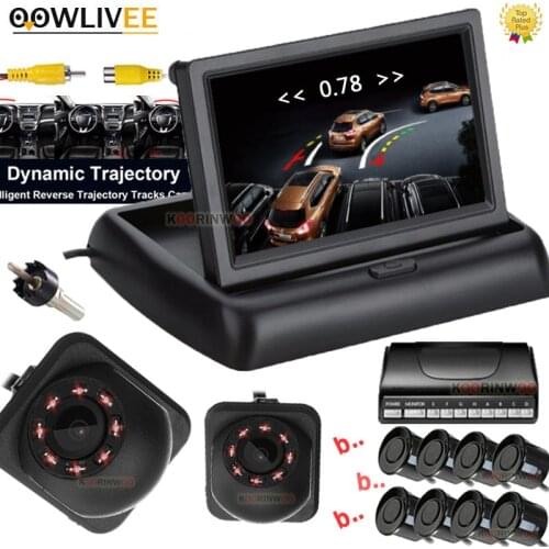 OOWLIVEE Doul CUP Smart System Parking Sensors 8 for Car Intelligent Moving Parking Line Monitor Parktronic With Rearview camera