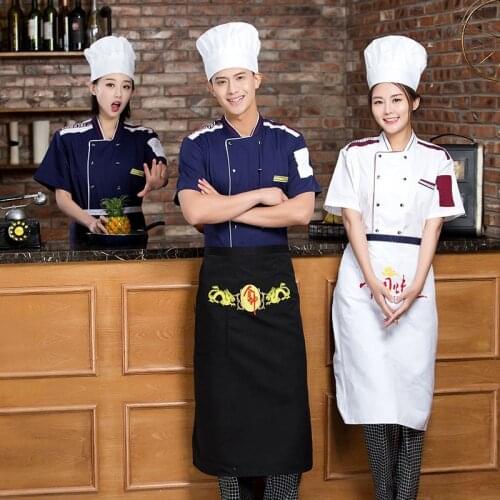 Chef Uniforms Clothing Summer Short Sleeve Chef Service Hotel Restaurant Kitchen Clothes 4 Color Uniform Chef Jackets Women Men