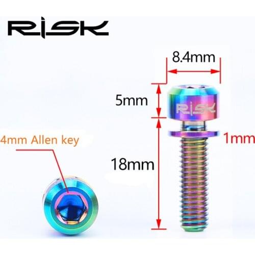 Bicycle Stem Bolts RISK 6pcs M5x18/20mm Ti Titanium Road Bike Ultralight Stem Screw with Washers Gasket bicycle DIY part