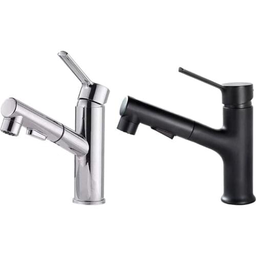 Pull Out Bathroom Basin Sink Faucet Rinser Sprayer Gargle Brushing 3 Mode Mixer Tap Cold & Hot Basin Faucet Deck Mounted
